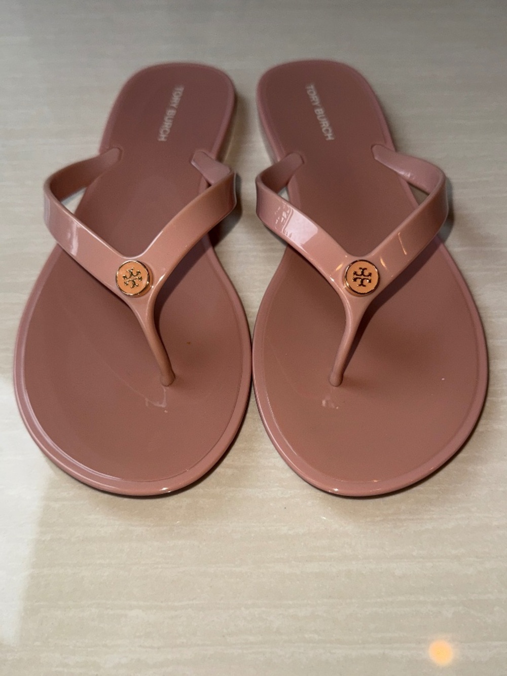 NIB Tory Burch Studded Jelly Thong Sandals - Mallow Pink Size 9